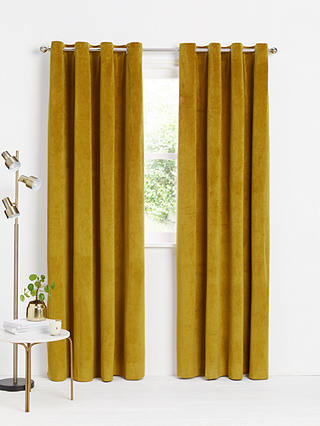 John Lewis & Partners Velvet Pair Lined Eyelet Curtains, Gold, W167 x Drop 137cm
