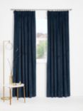 John Lewis Velvet Pair Lined Pencil Pleat Curtains, Navy