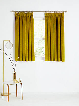 John Lewis & Partners Velvet Pair Lined Pencil Pleat Curtains, Gold, W167 x Drop 137cm