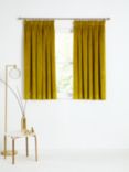 John Lewis Velvet Pair Lined Pencil Pleat Curtains, Gold