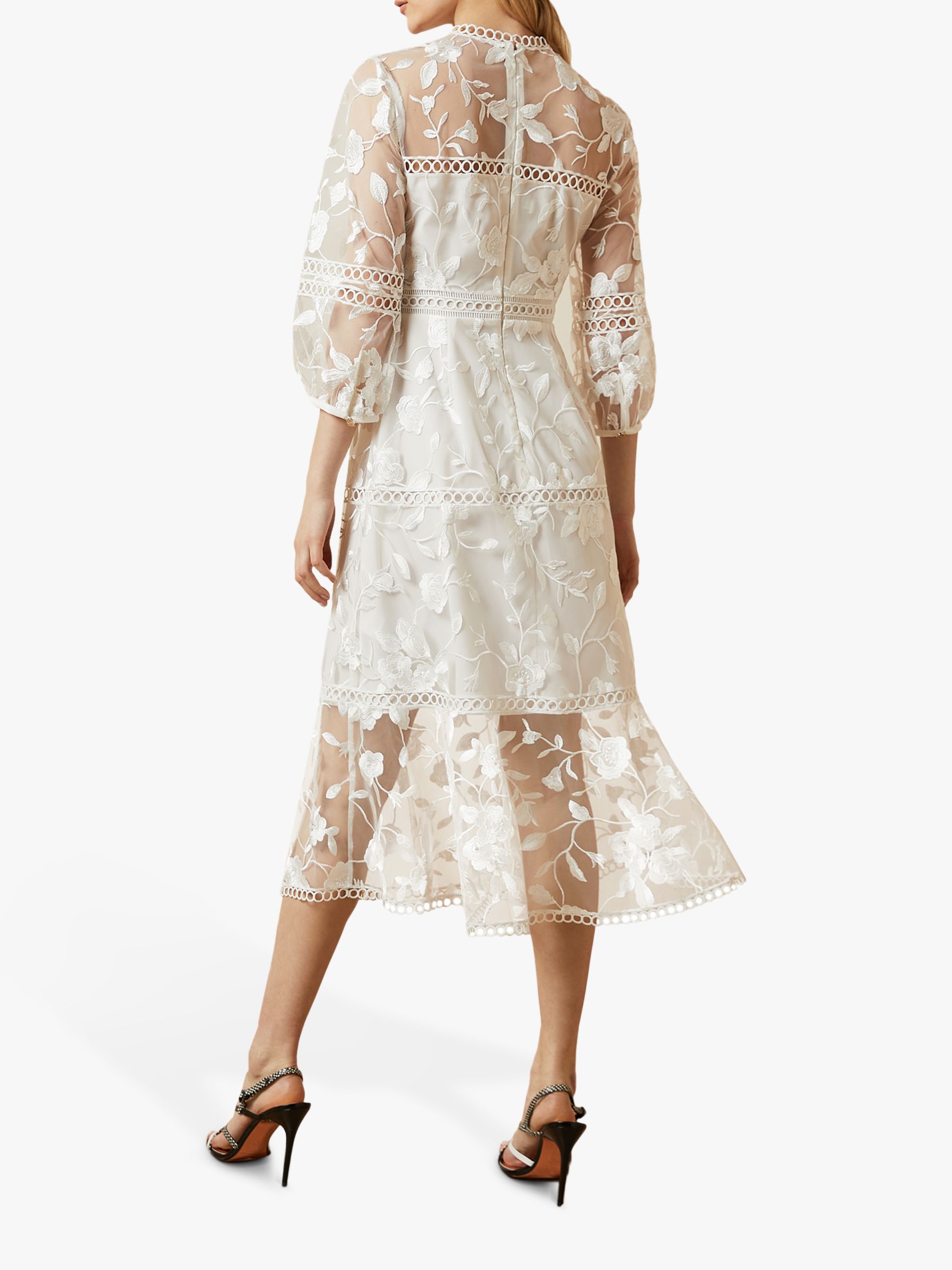 Ted Baker Tabii Tiered Lace Midi Dress, Natural Ivory, 12
