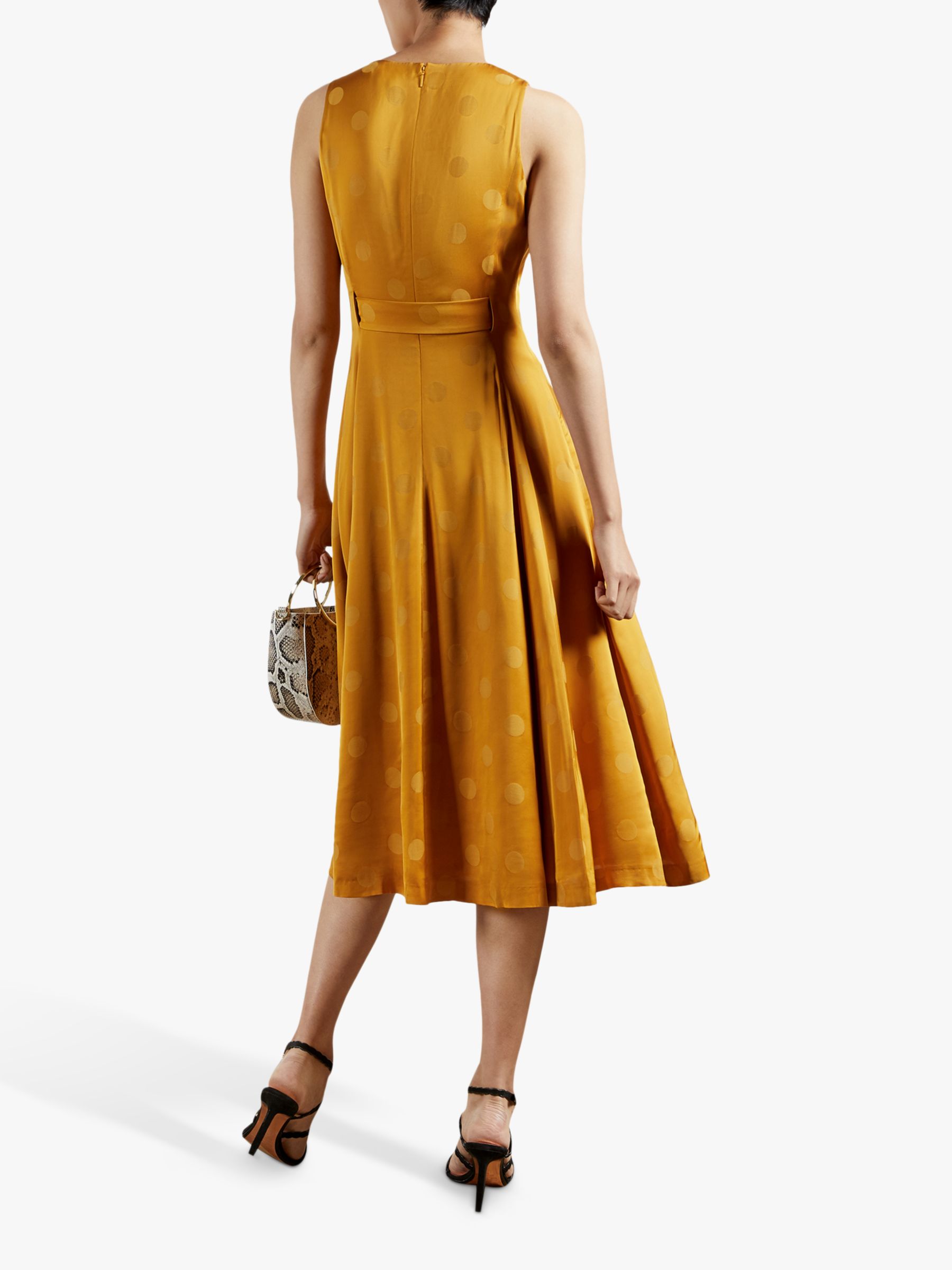 Ted Baker Innabel Polka Dot Print Sleveless Dress, Mid Yellow