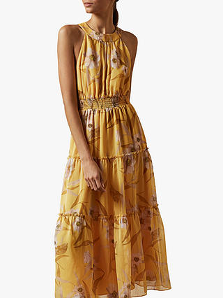 Ted Baker Saffine Floral Print Maxi Dress, Yellow