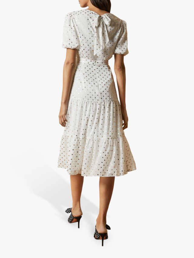 Ted Baker Mariani Spot Dress, Ivory, 6