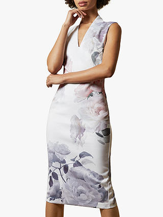 Ted Baker Marah Bodycon Floral Dress, Ivory/Multi