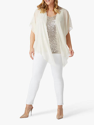 Live Unlimited Sequin Chiffon Blouse, Nude