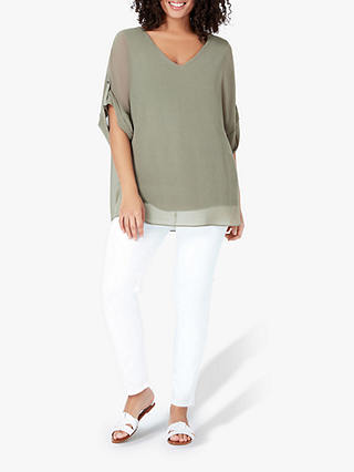 Live Unlimited Curve Roll Sleeve Top, Khaki