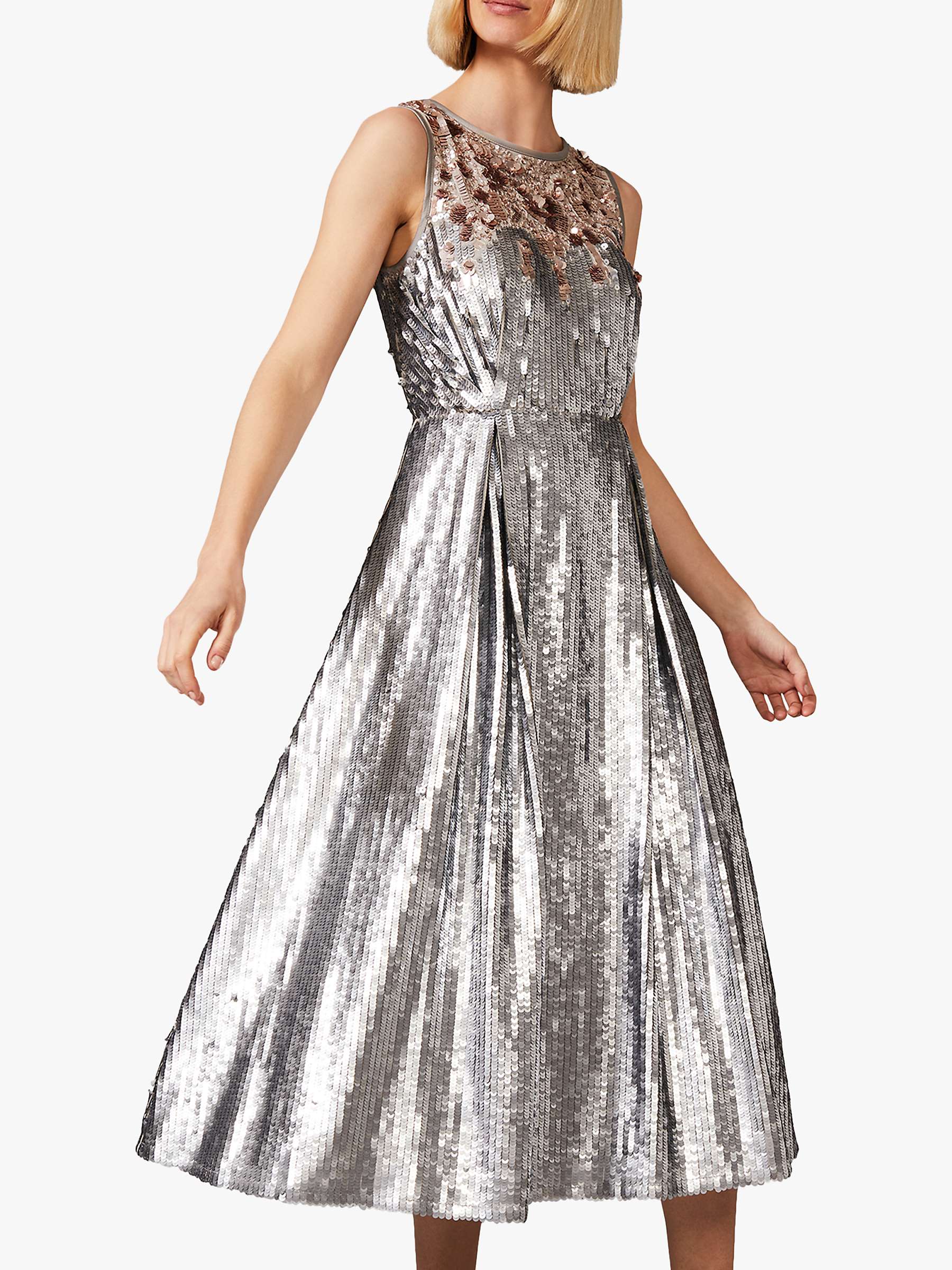 Buy Phase Eight Lainey Shimmer Sequined Midi Dress, Silver Online at johnlewis.com