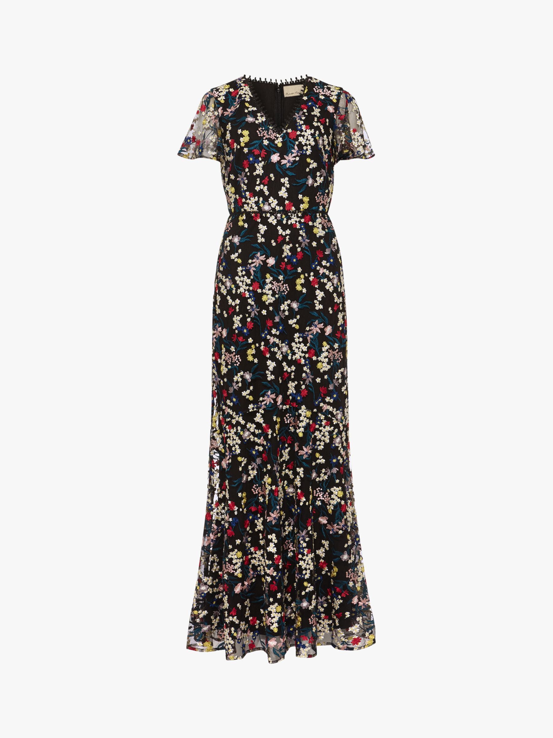 Phase Eight Daiva Fishtail Floral Print Maxi Dress, Black/Multi at John ...