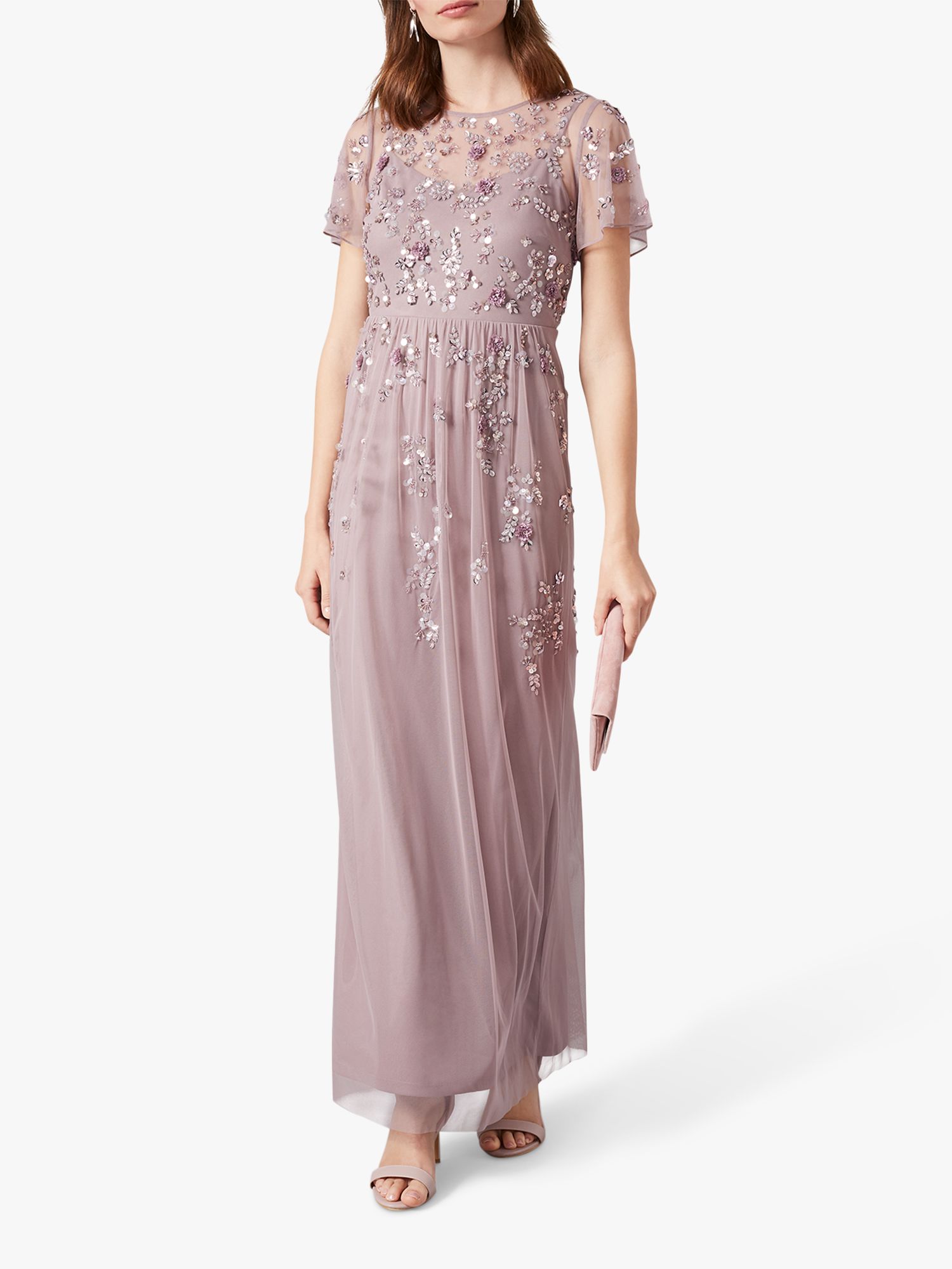 Phase Eight Sequin and Bead Embellishment Maxi Dress, Soft Lilac at ...