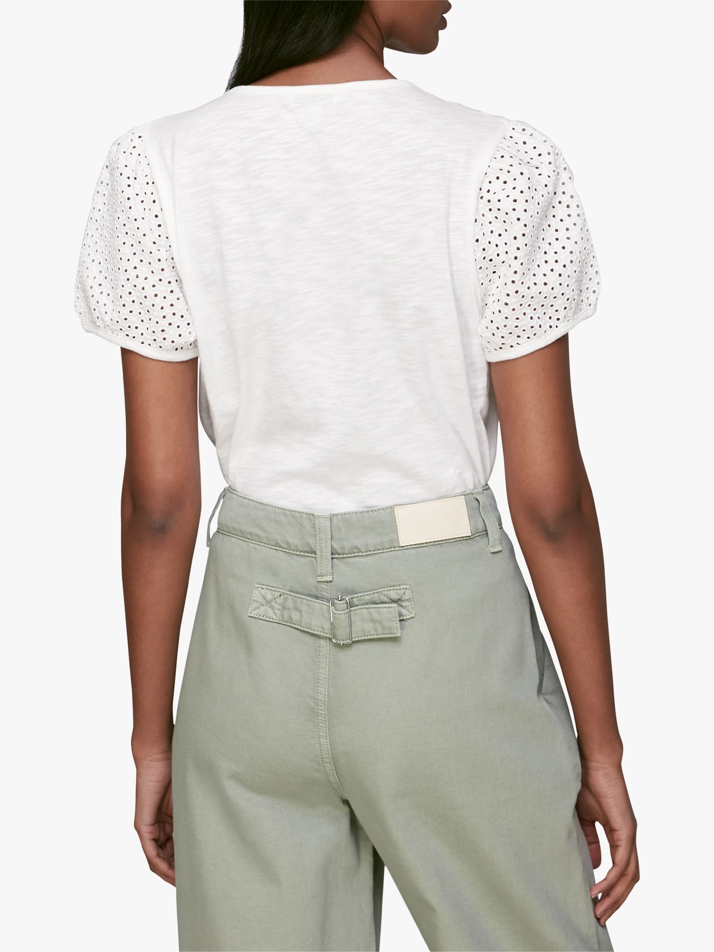 Buy Whistles Broderie Puff Sleeve T-Shirt Online at johnlewis.com