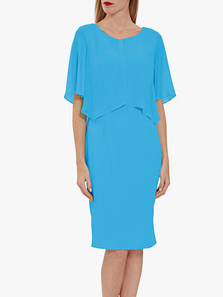 Gina Bacconi Wanita Cape Midi Dress, Summer Turquoise