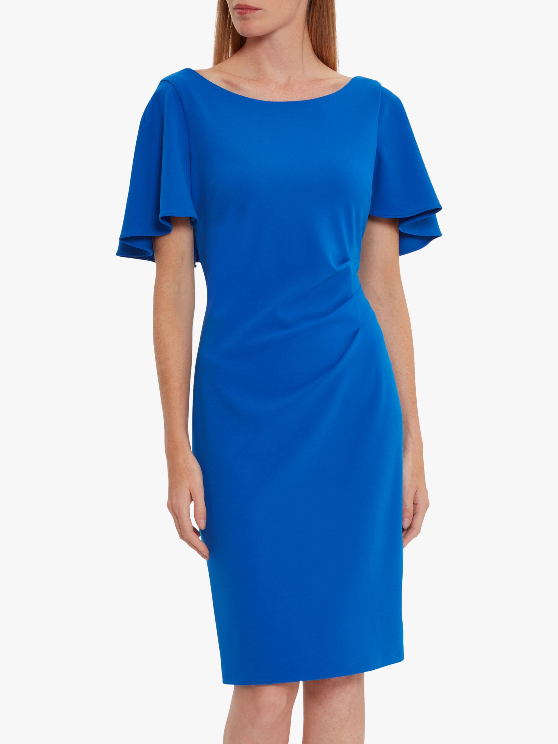 Gina Bacconi Chana Cape Backed Dress, Summer Royal Blue at John Lewis ...