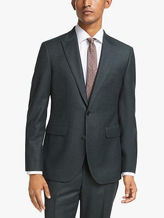 John Lewis & Partners Birdseye Tailored Fit Suit Jacket, Dark Green