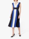 Hobbs Bailly Colour Block Midi Dress, Navy/Cobalt/Ivory