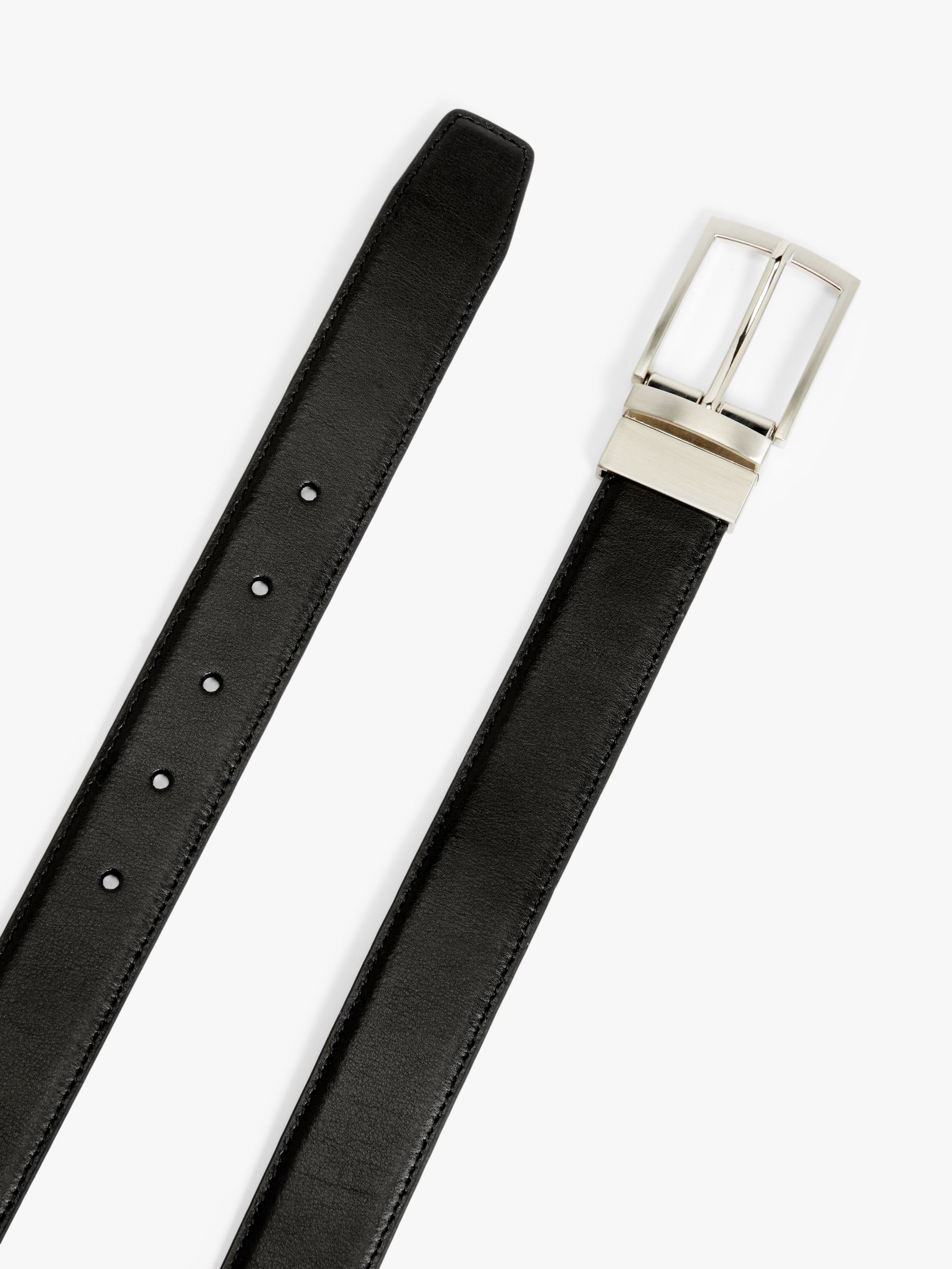 John Lewis 35mm Reversible Leather Belt, Black/Brown, S