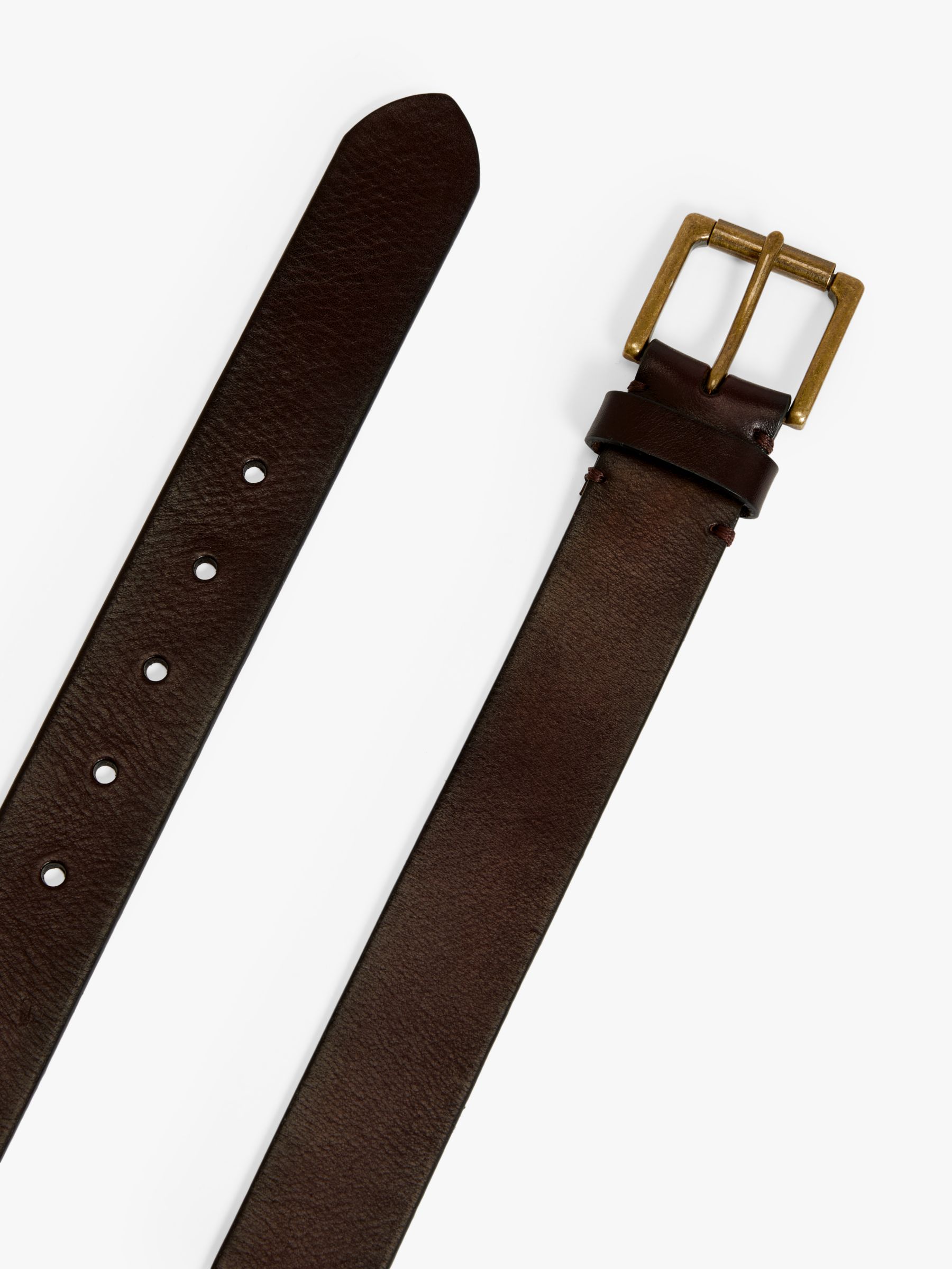 John Lewis 35mm Roller Buckle Leather Belt, Brown, S