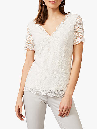 Phase Eight Brynlee Floral Lace Scallop Detail Top, Ivory