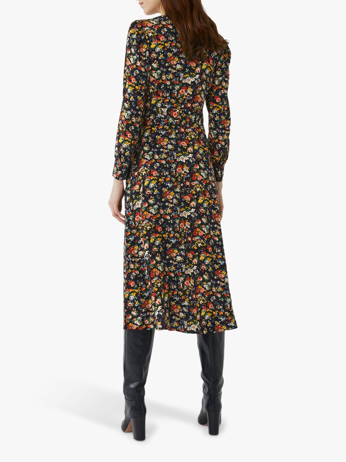 Warehouse Rose Print Midi Dress, Multi