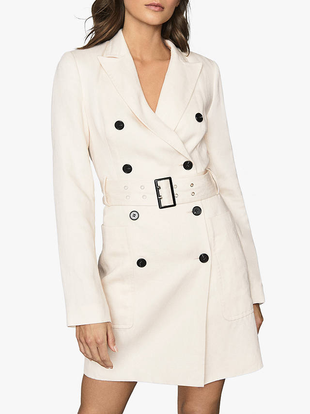 Reiss Beatrice Belted Tux Dress, Ivory