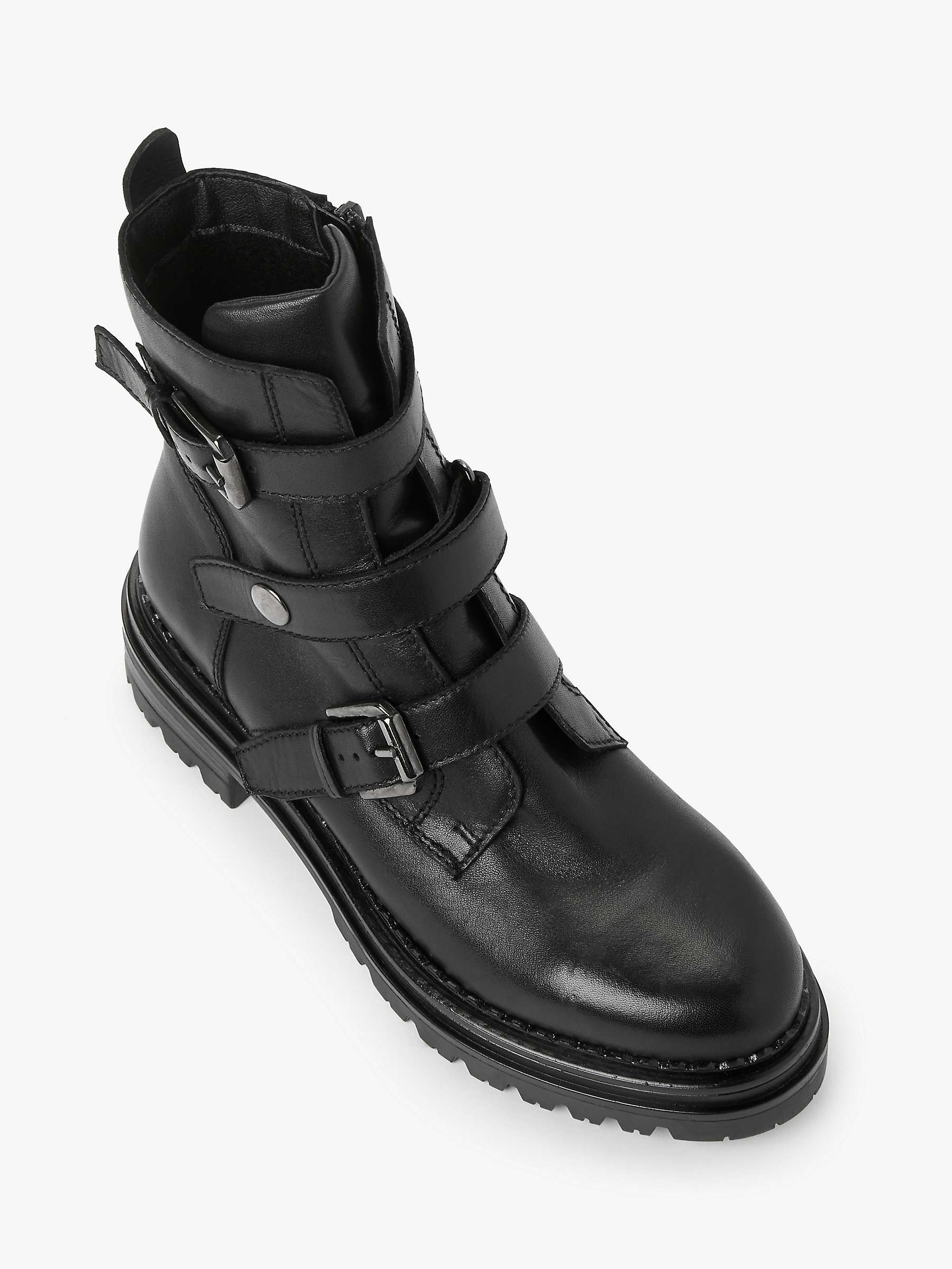 AND/OR Quinn Leather Biker Boots, Black at John Lewis & Partners