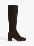 John Lewis Sadie Suede Knee High Boots, Brown