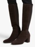 John Lewis Sadie Suede Knee High Boots, Brown