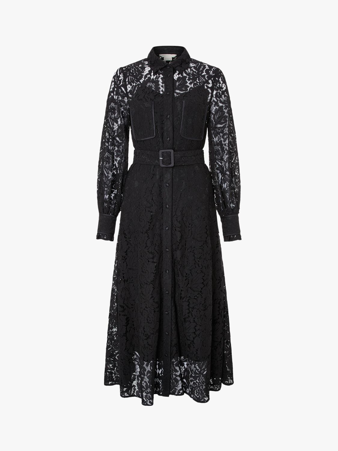 Monsoon Yvie Lace Shirt Dress, Black