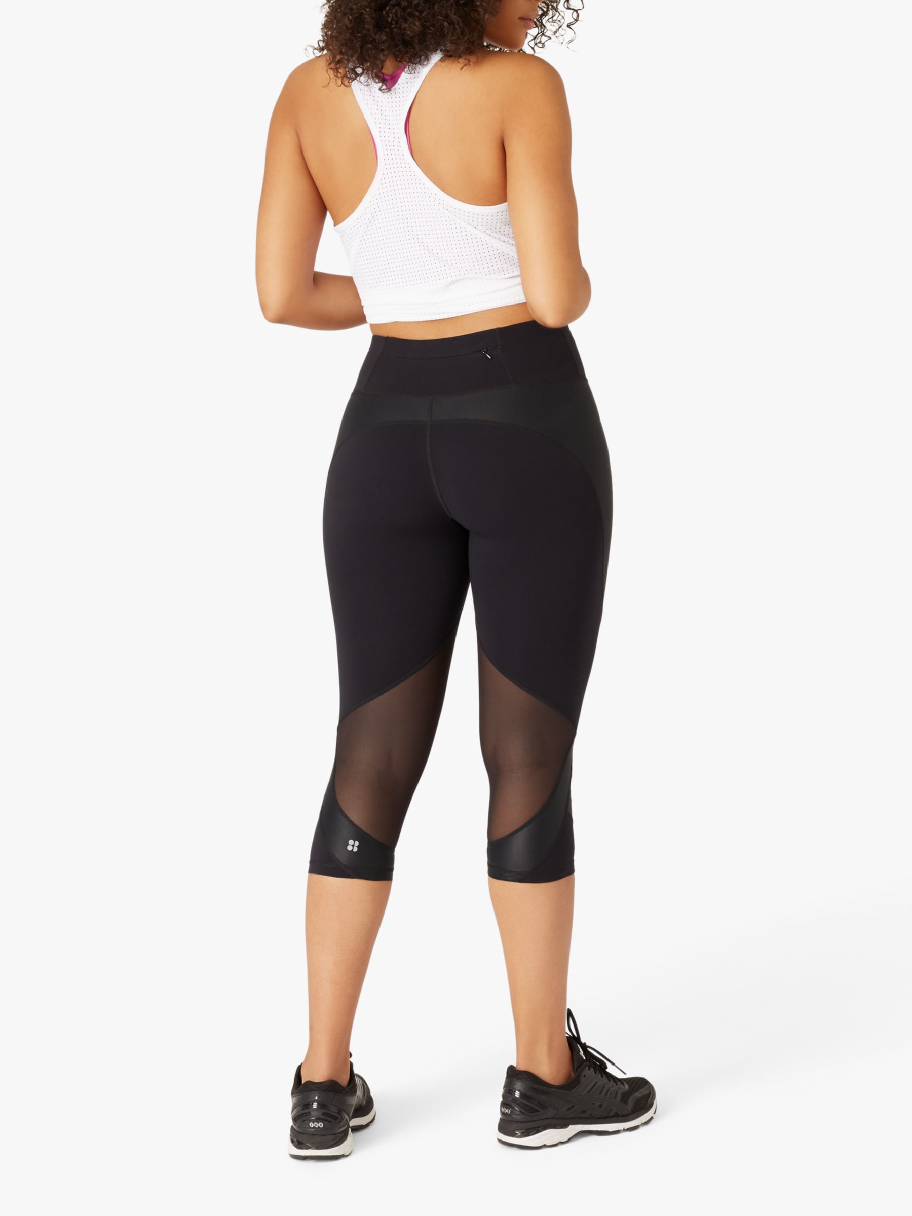 Sweaty Betty Power Mesh Capri Gym Leggings, Black