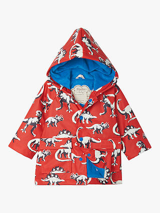 Hatley Baby Dinosaur Colour Changing Raincoat, Red