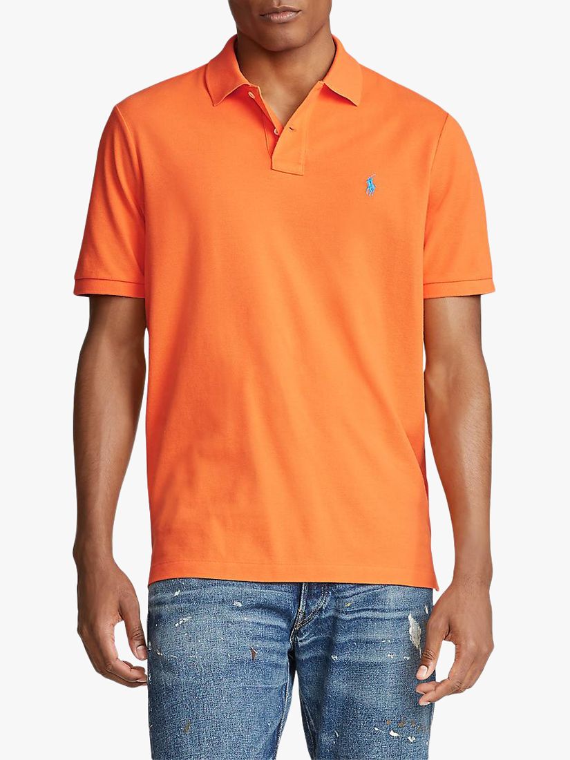 Polo Ralph Lauren Custom Slim Fit Mesh Polo Shirt, Resort Orange at ...