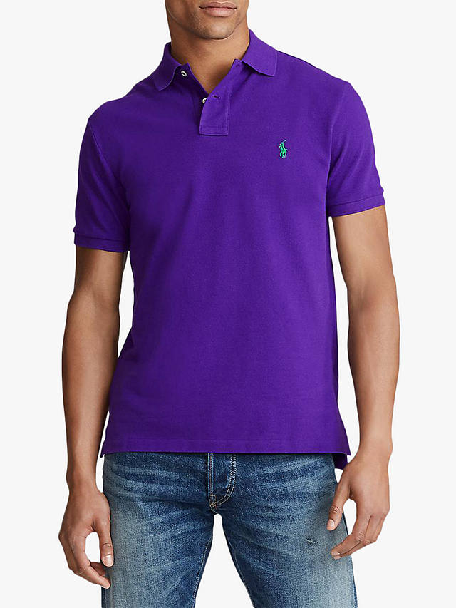 Polo Ralph Lauren Custom Slim Fit Mesh Polo Shirt, Chalet Purple at ...