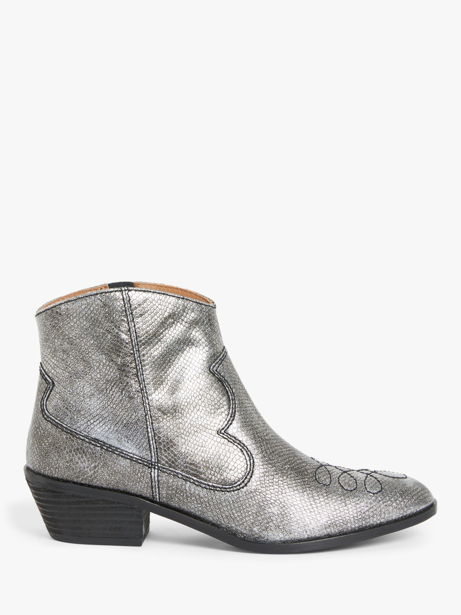 AND/OR Patrone Western Ankle Boots, Gunmetal Snake