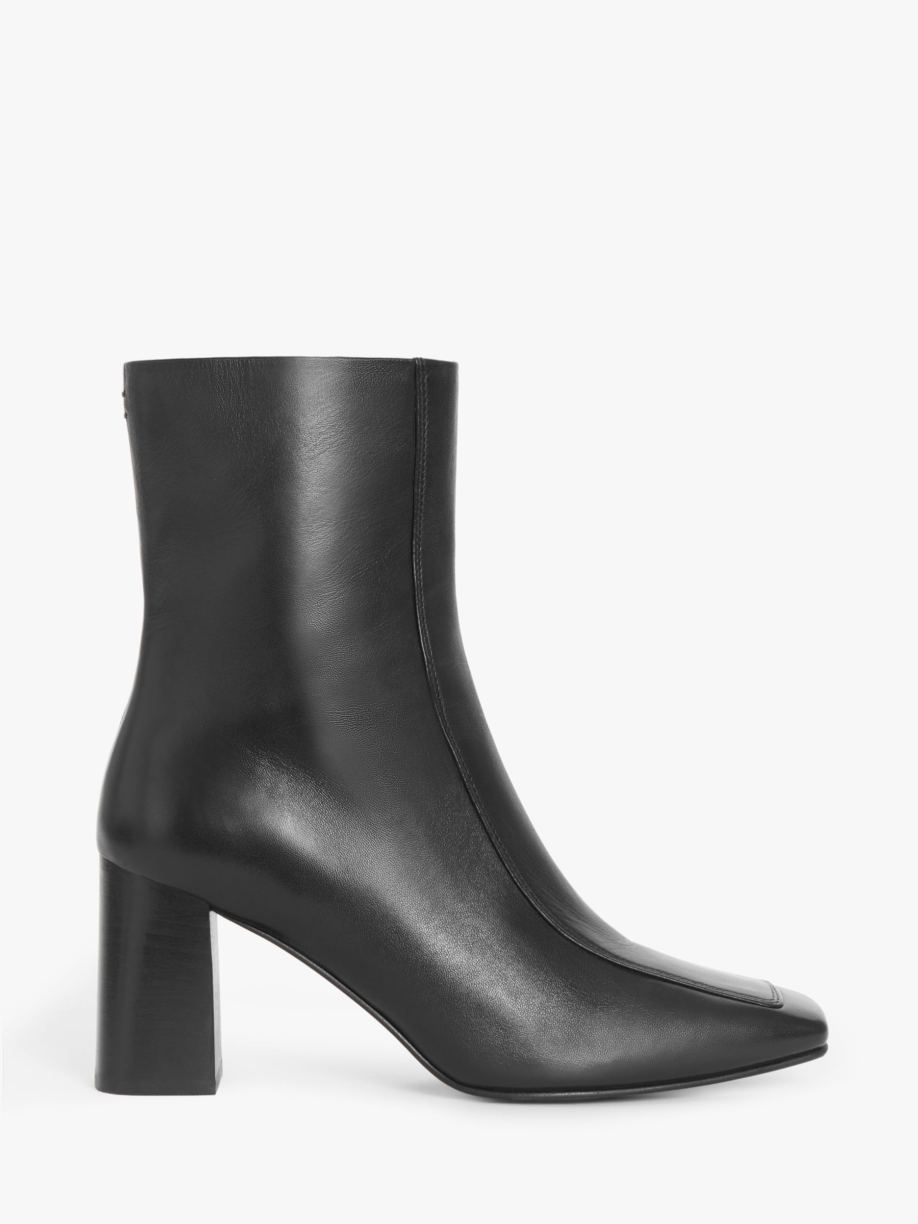 Kin Orella Leather Block Heel Square Toe Ankle Boots, Black