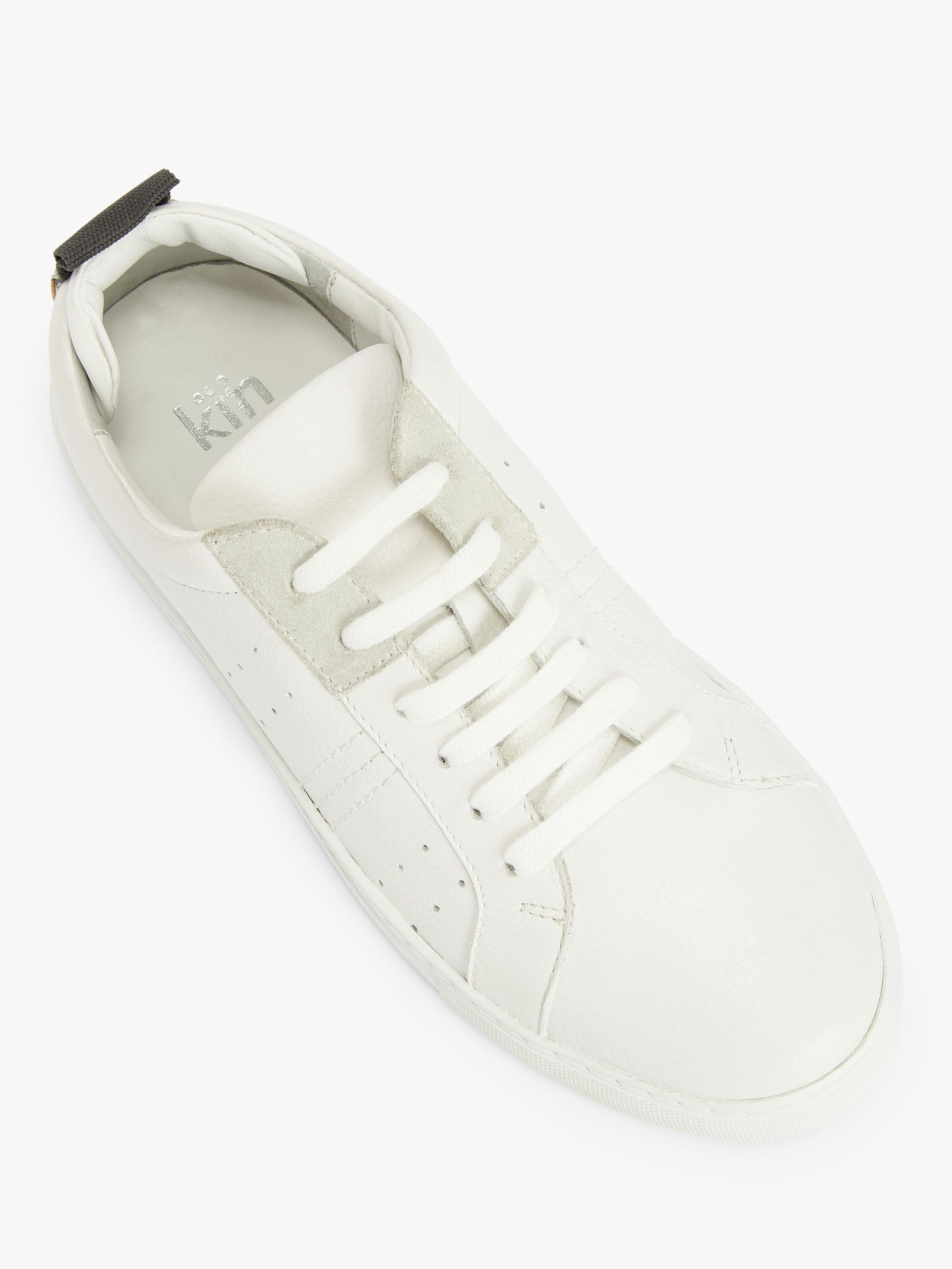 Kin Everett Leather Cupsole Trainers, White at John Lewis & Partners