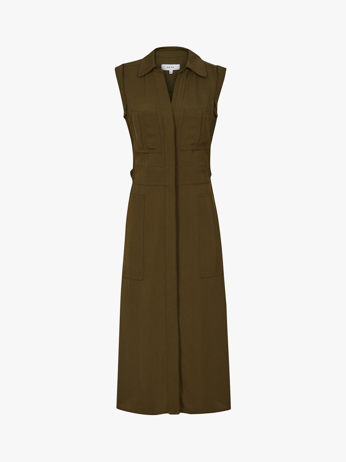 Reiss Effie Utility Midi Dress, Khaki at John Lewis & Partners