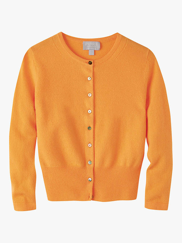 Pure Collection Cashmere Boyfriend Cardigan, Apricot, Apricot