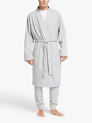 John Lewis Stretch Organic Cotton Robe, Grey