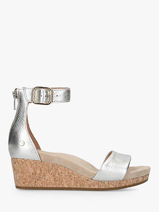 UGG Zoey Leather Wedge Sandals, Gold