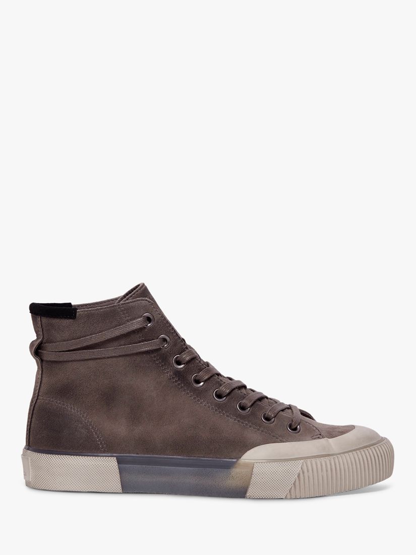 AllSaints Dumont High Top Suede Trainers, Slate Grey at John Lewis ...