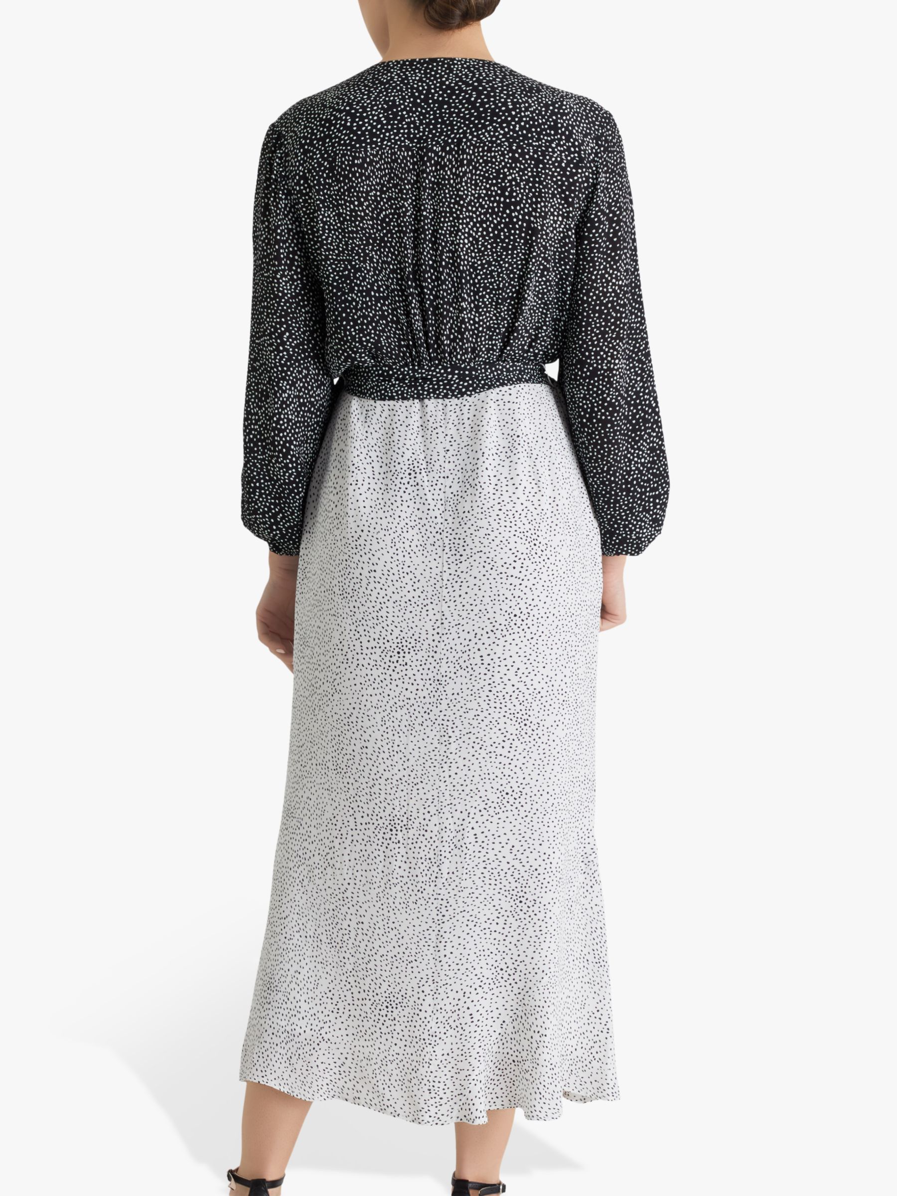 Fenn Wright Manson Petite Ninette Spotted Midi Dress, Black/Ivory