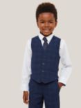 John Lewis & Partners Heirloom Collection Kids' Check Suit Waistcoat, Navy