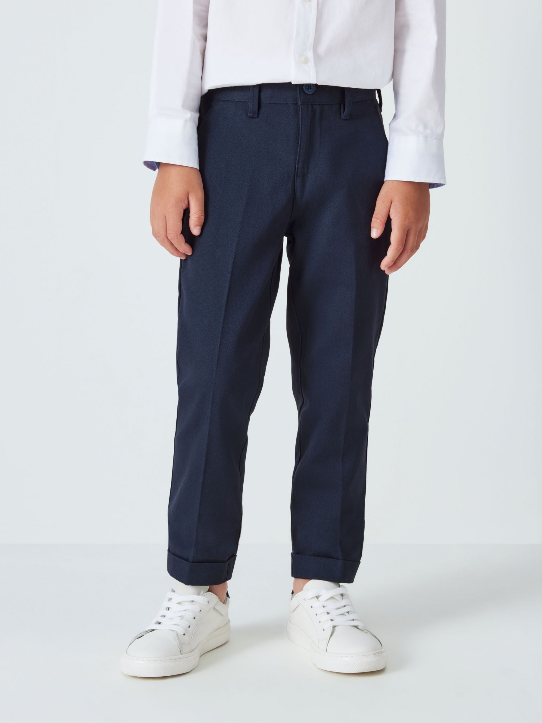 John Lewis Heirloom Collection Kids' Chino Trousers, Navy at John Lewis ...