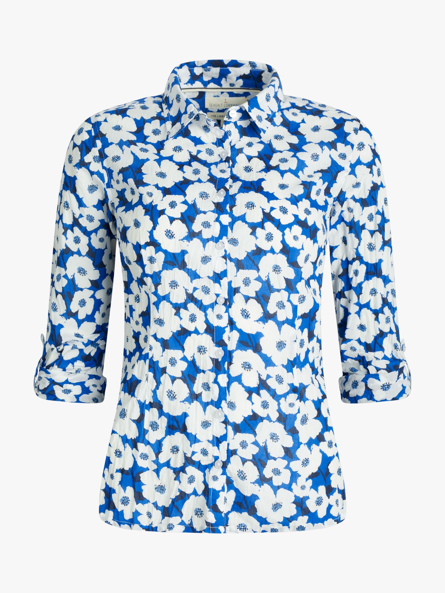 Seasalt Larissa Mallow Flower Long Sleeve Shirt, Blue/Multi at John ...