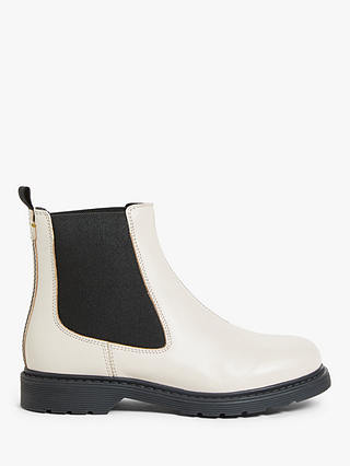 Kin Paxton Leather Stitch Detail Chelsea Boots, White