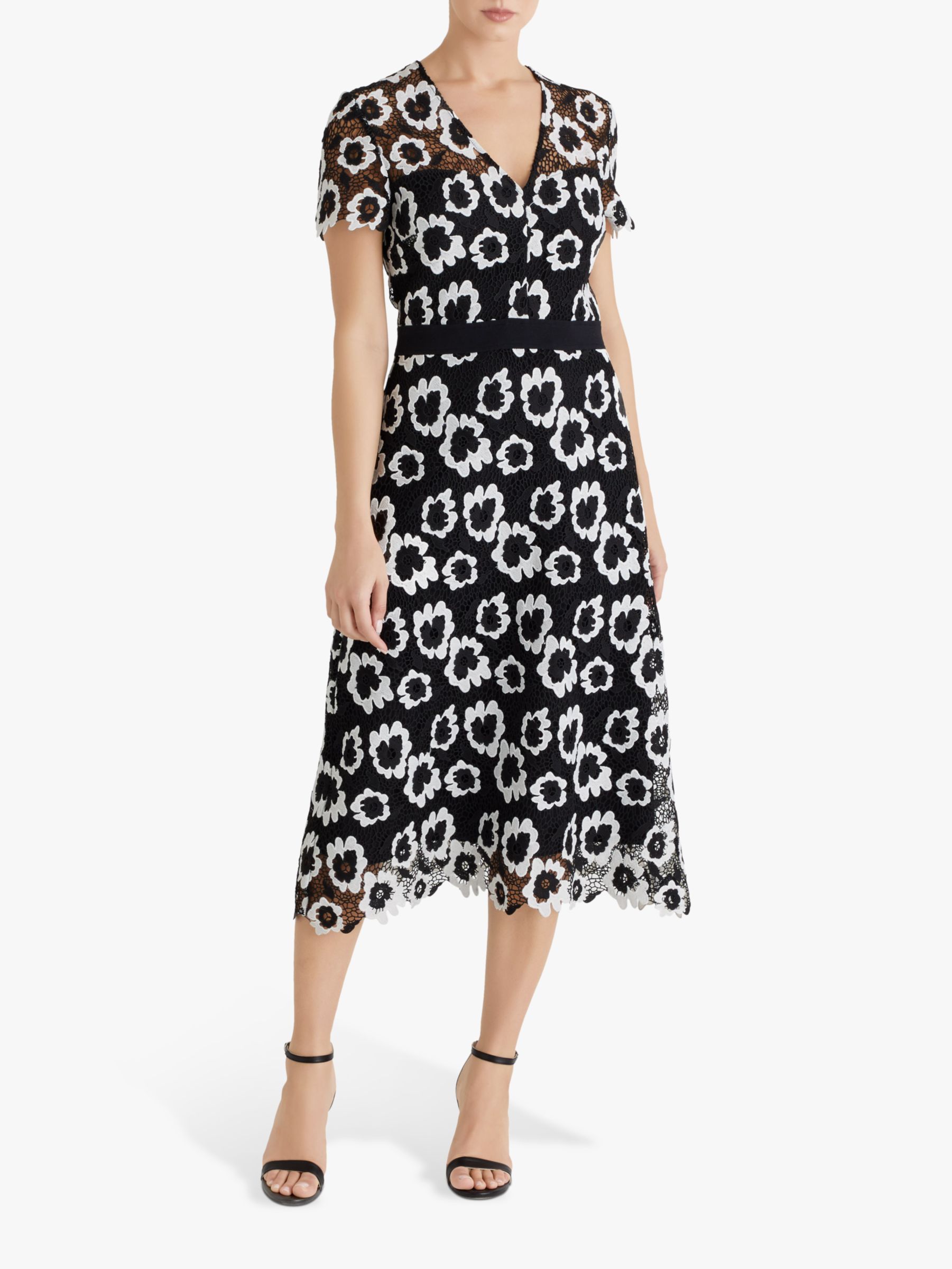 Fenn Wright Manson Adelphe Floral Print Midi Dress, Black/Ivory at John ...