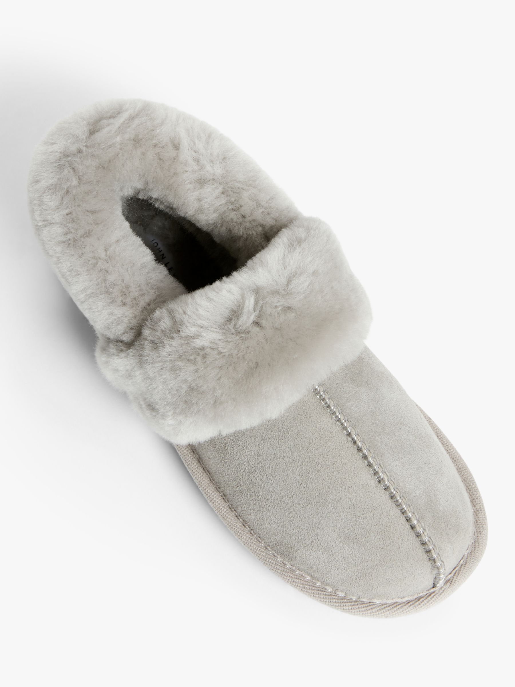 John Lewis & Partners Sheepskin Mule Cuff Slippers | Grey at John Lewis ...