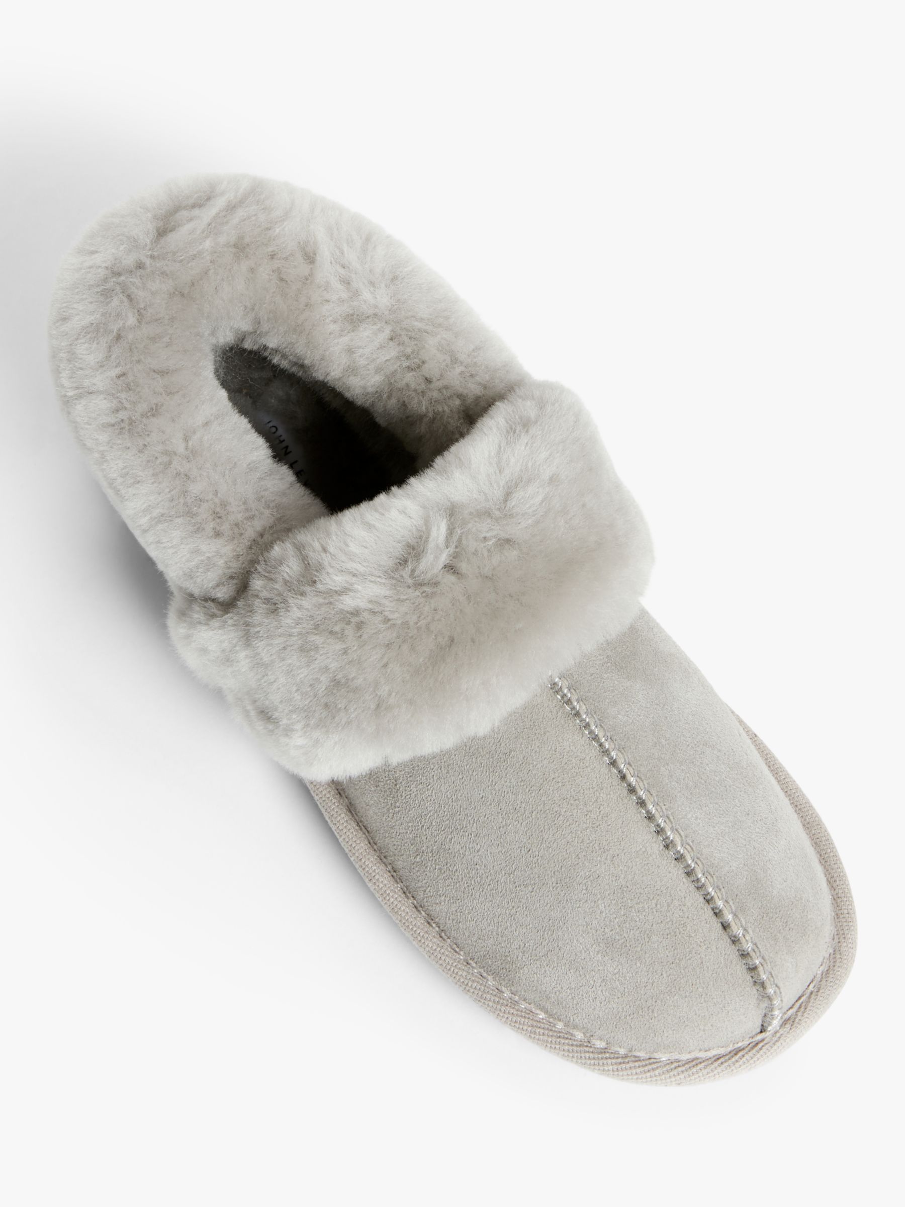 John Lewis & Partners Sheepskin Mule Cuff Slippers Grey at John Lewis