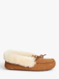 John Lewis & Partners Sheepskin Moccasin Slippers, Chestnut
