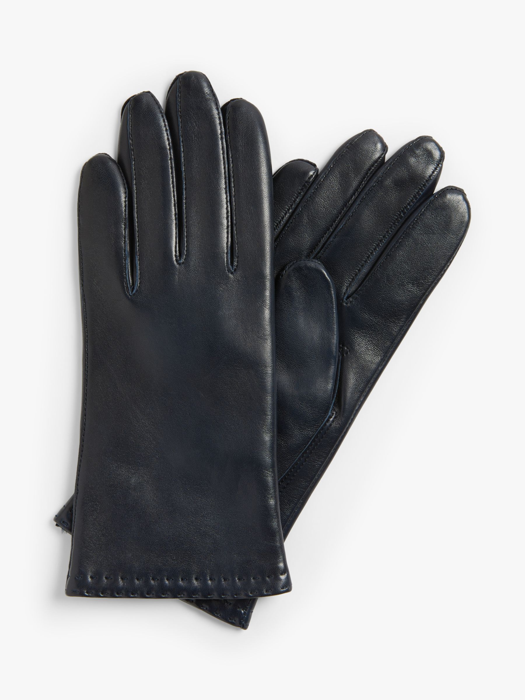 John Lewis & Partners Cashmere Lined Leather Double Stitch Row Gloves ...